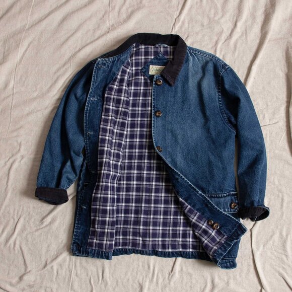 Vintage 90s St. John's Bay Women's Denim Barn Coat Chore Jacket Corduroy Collar - Picture 9 of 10